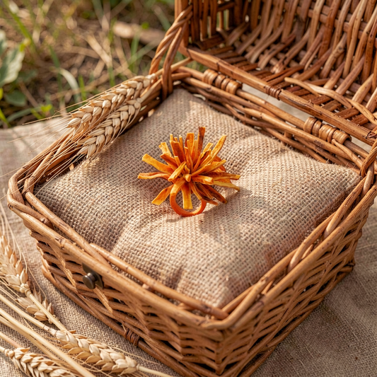 Bague KAÏRA Pompon toute Carotte Orange Stabilisé