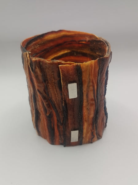 Bracelet Manchette TRIBUS  Unisexe aimanté en Carotte bi couleur Orange et prune Stabilisé, Aimant visible