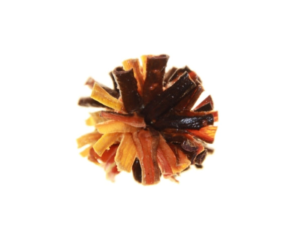 Bague pompon MAÏA carotte bi couleur orange et prune Stabilisée