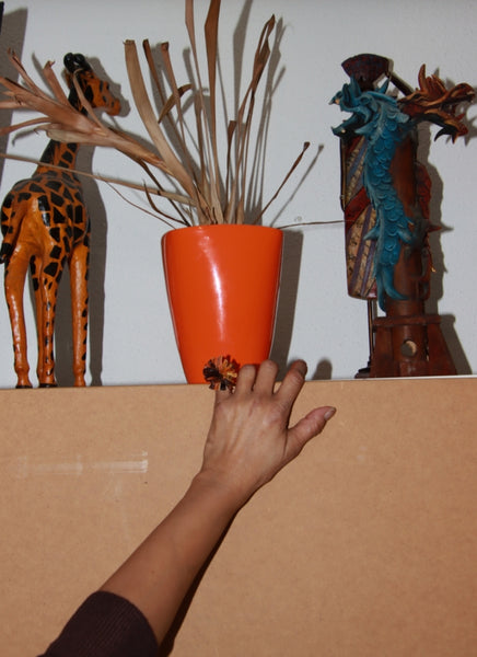 Bague pompon MAÏA carotte bi couleur orange et prune Stabilisée