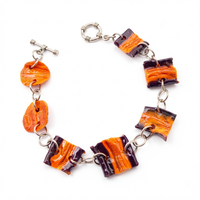 Bracelet ISHTAR Perles Carotte Bi couleur Prune et orange Stabilisés — 1