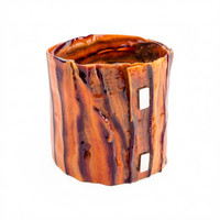 Bracelet Manchette TRIBUS Unisexe Aimanté en Carotte bi couleur Orange et prune Stabilisé, Aimant visible — 1