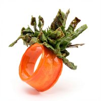 Bague YSORIA Carotte Orange et pompon de Chou vert Stabilisés — 1