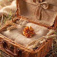 Bague TAWENA pompon carotte et feuille de Maïs Stabilisé — 2
