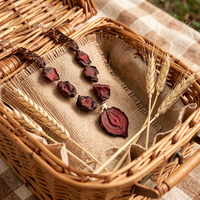 Collier KIMEYA 2 en 1 Ras-de-cou et boucle d'oreille Chips de Betterave rouge Stabilisé et ses anneaux — 2