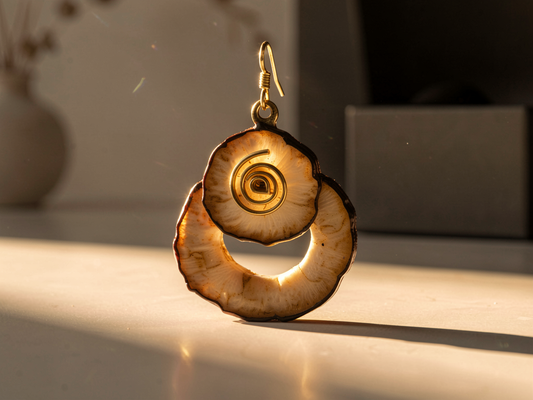 Boucle d'oreille ANAYA rondelle de Manioc Stabilisé