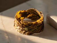 Bracelet KIMI Manchette Feuille de Chou vert frisé Vieilli Stabilisé — 3