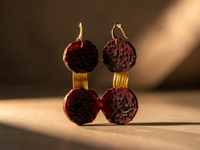 Boucle d'oreille YUKI Rondelles du Fruits du dragon et son bâtonnet en Feuille de maïs Stabilisés — 3