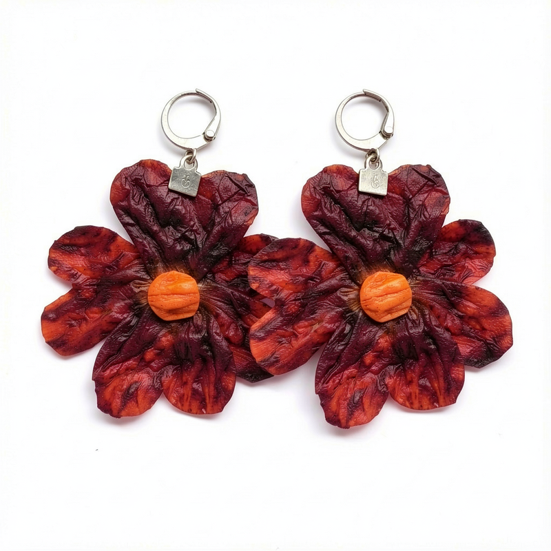 Boucle oreille KALINDA Betterave rouge et carotte orange stabilisés