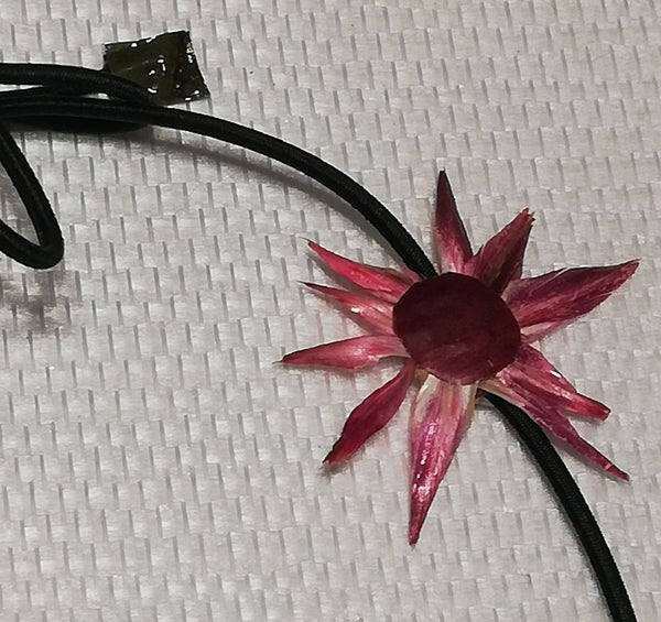 Couronne de Fleur recto/verso de Feuille Artichaut, son oignon rouge Stabilisé sur Raphia