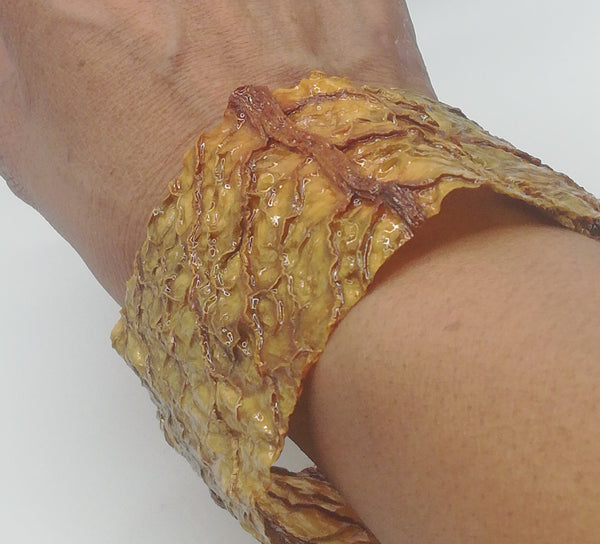 Bracelet KALE manchette Chou vert Frisé vieilli Stabilisé