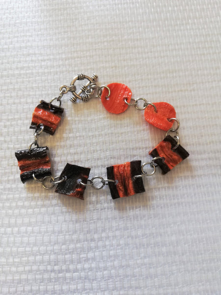 Bracelet Perles Carotte Bi couleur Prune et orange Stabilisés