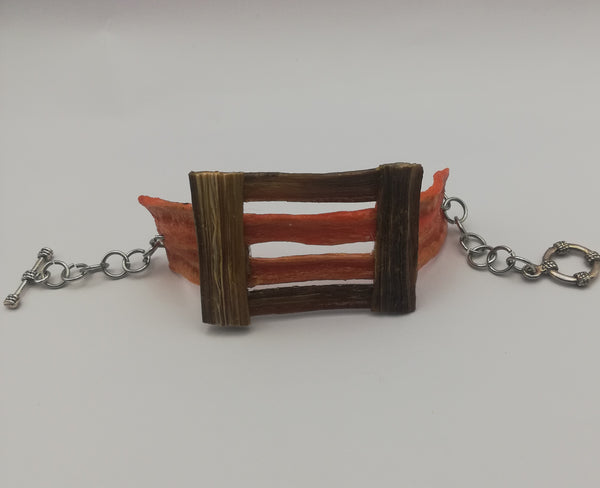 Bracelet CHEYENNE Carotte orange et Son Cadre en pied D'artichaut Stabilisés