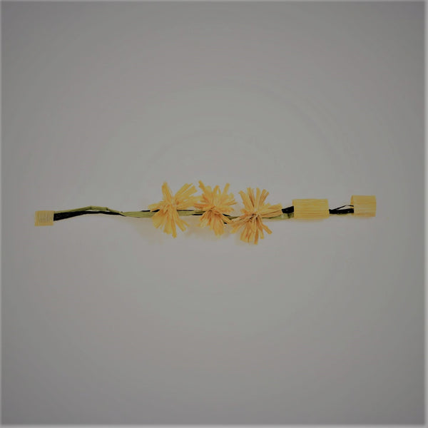Bracelet pompons feuilles de Maïs Stabilisé sur raphia